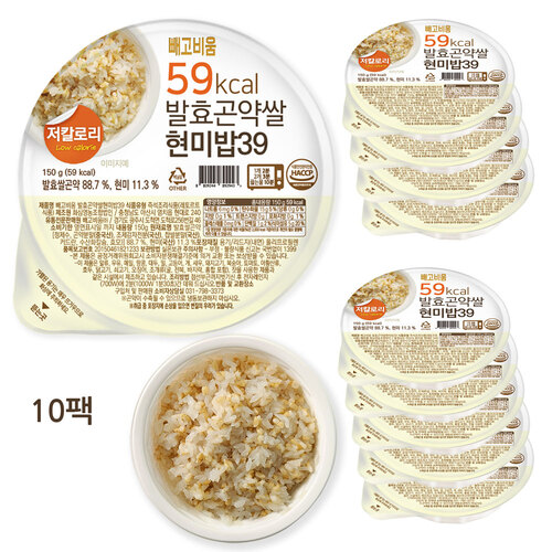 [빼빼곤약] 100g당 39kcal 발효곤약쌀현미밥 150g*10팩 다이어트 즉석밥